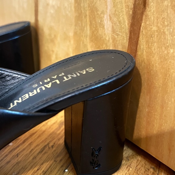 Saint Laurent Paris Black Patent Leather cross sandals slide - Picture 4 of 7